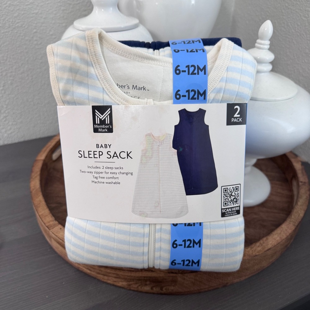 Member's Mark Baby Sleep Sack 2 Pack  6-12M Organic Cotton -*Flaw*